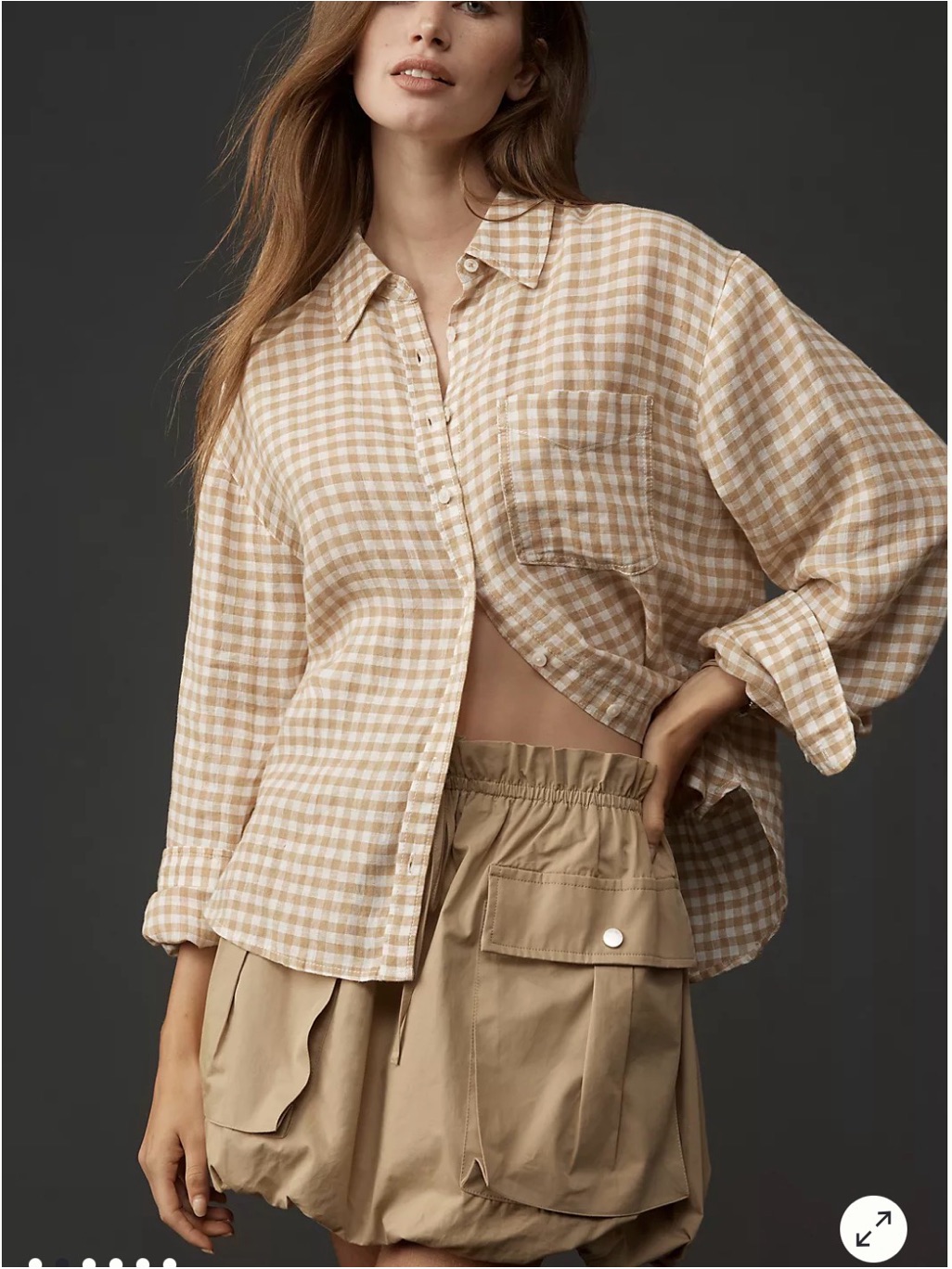 Anthro Maeve Women’s Small Shrunken Bennett 100% European Linen Button Down
